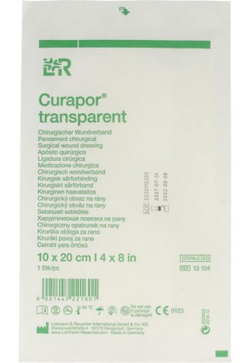 Curapor Wondverband transparant 10 x 20cm steriel (1 Stuks)
