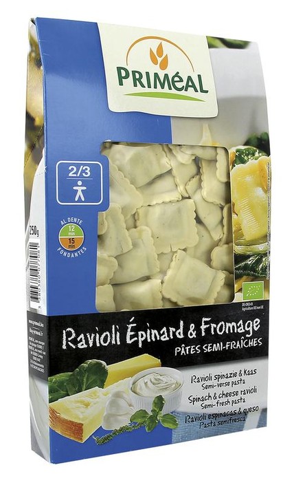 Primeal Ravioli spinazi kaas bio (250 Gram)