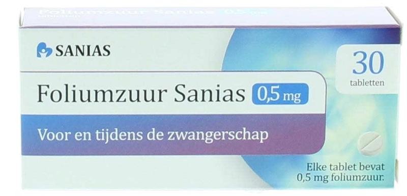 Bowling Sjah zegen Sanias Foliumzuur 0.5 mg (30 tabletten)
