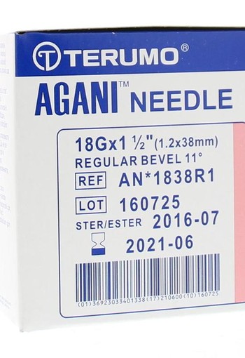 Terumo Injectienaald 38 x 1.2mm 18 gram agani (100 Stuks)