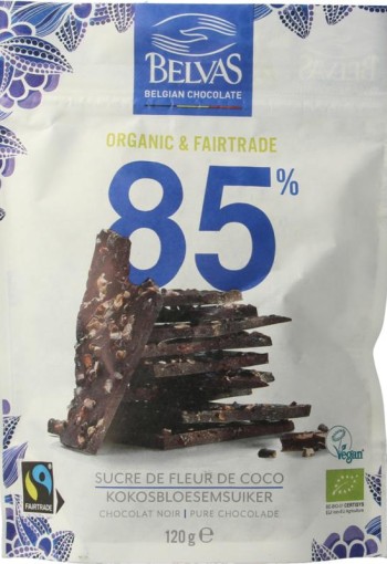 Belvas Thins dark 85% met kokosbloesemsuiker bio (120 Gram)