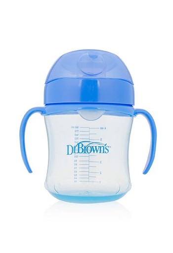 Dr Brown's Drinkbeker blauw 180 ml zachte tuit (1 Stuks)