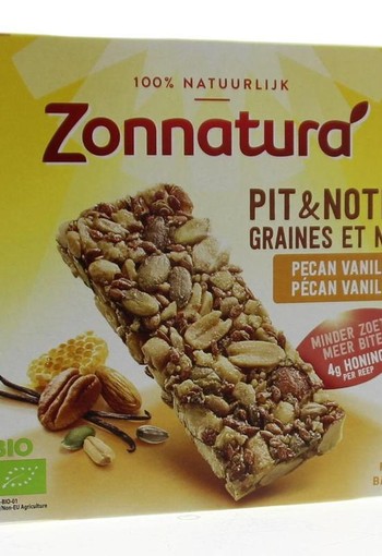Zonnatura Pit en notenreep pecan vanille 25 gram bio (3 Stuks)