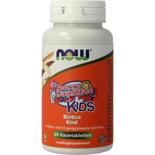 NOW Berry Dophilus™ Kids biotica kind (60 Kauwtabletten)