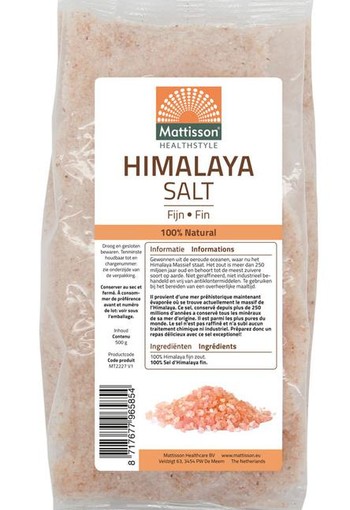 Mattisson Himalaya zout fijn navulzak (500 Gram)