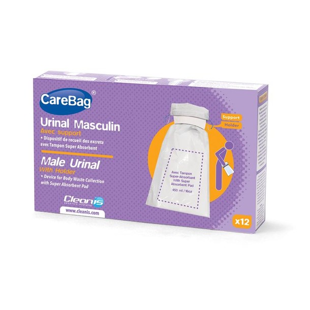 Carebag Wegwerpurinaal man met houder (12 Stuks)