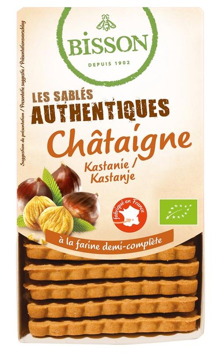 Bisson Authentieke zandkoekjes met kastanje bio (180 Gram)