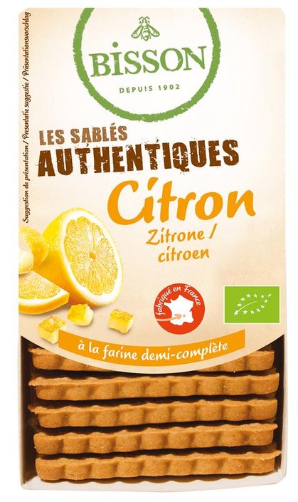 Bisson Authentieke zandkoekjes met citroen bio (183 Gram)