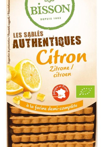 Bisson Authentieke zandkoekjes met citroen bio (183 Gram)