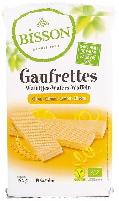 Bisson Citroen wafels gaufrettes bio (190 Gram)