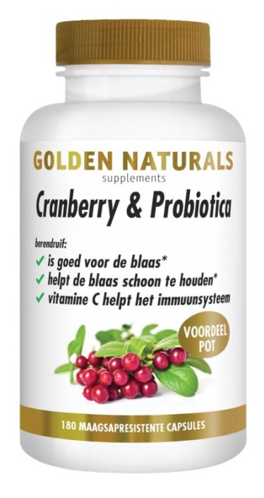 Golden Naturals Cranberry & probiotica (180 Vegetarische capsules)