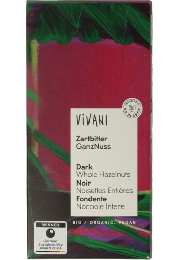 Vivani Chocolade puur met hazelnoten bio (100 Gram)