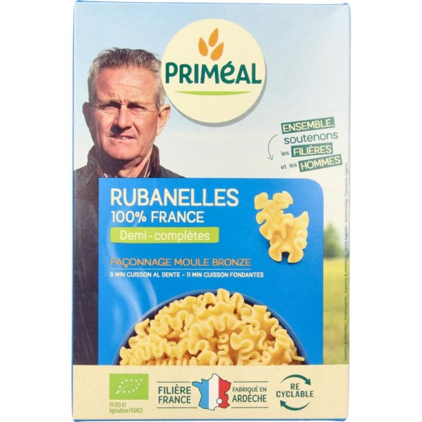 Primeal Rubanelle halfvolkoren pasta bio (400 Gram)