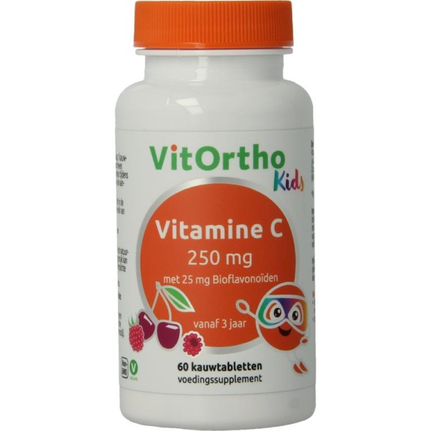 Vitortho Vitamine C 250mg met 25mg bioflavonoiden (60 Kauwtabletten)