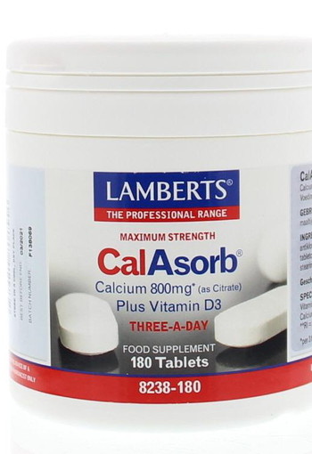 Lamberts CalAsorb (calcium citraat) & Vitamine D3 (180 Tabletten)
