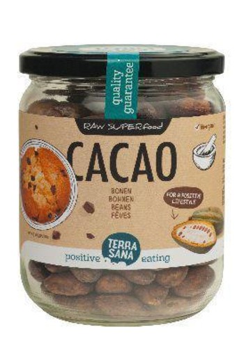 Terrasana Raw cacao bonen in glas bio (250 Gram)