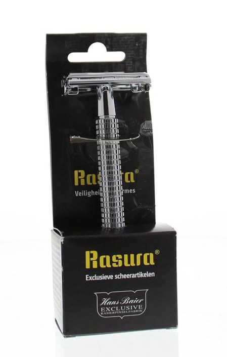 Hans Baier Veiligheidsscheermes chroom blister met 10 mesjes (1 Stuks)