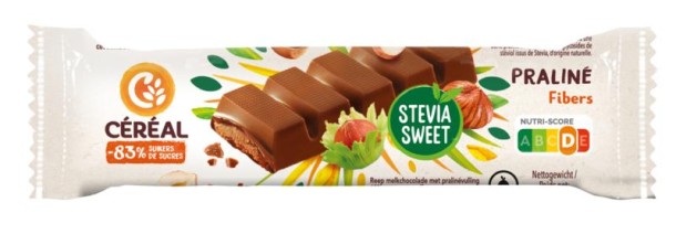 Cereal Chocolade reep praline stevia (42 Gram)