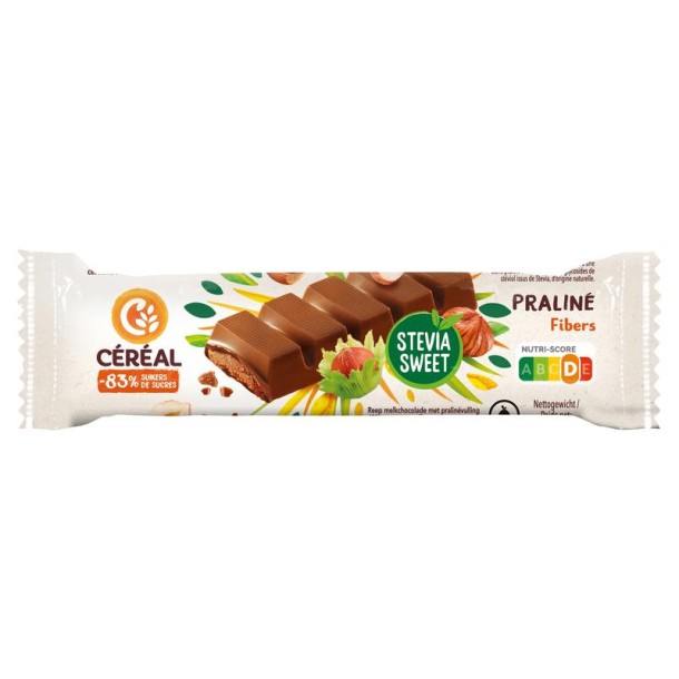 Cereal Chocolade reep praline stevia (42 Gram)