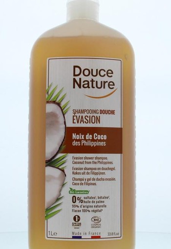 Douce Nature Douchegel & shampoo evasion kokos bio (1 Liter)