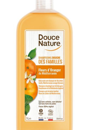 Douce Nature Douchegel & shampoo familie oranjebloesem bio (1 Liter)