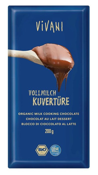 Vivani Couverture smeltchocolade melk bio (200 Gram)
