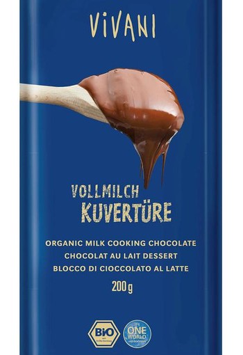 Vivani Couverture smeltchocolade melk bio (200 Gram)