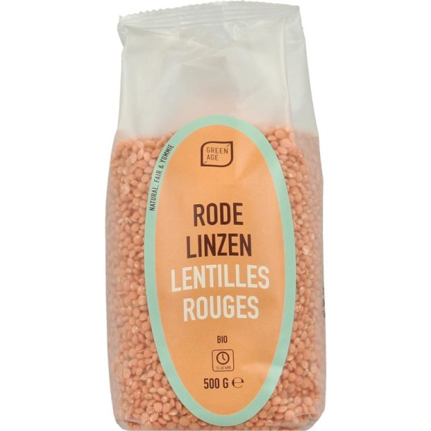 Greenage Rode linzen bio (500 Gram)