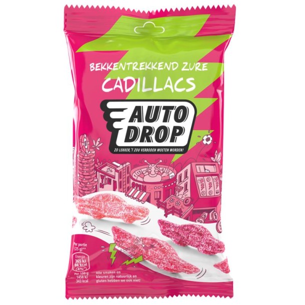 Autodrop Bekkentrekkend zure cadillacs snackpack (85 Gram)