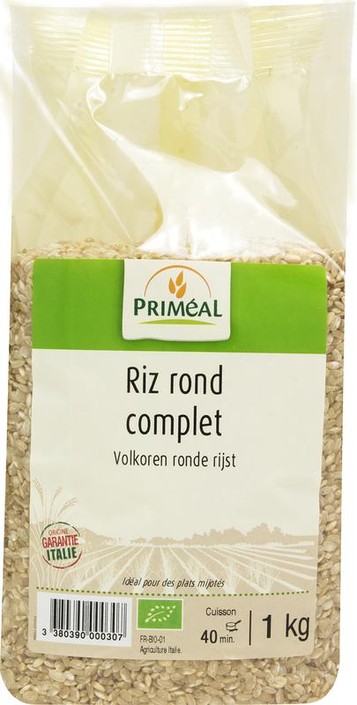 Primeal Volkoren ronde rijst uit Italie bio (1 Kilogram)