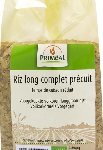 Primeal Volkoren langgraan rijst voorgekookt bio (500 Gram)