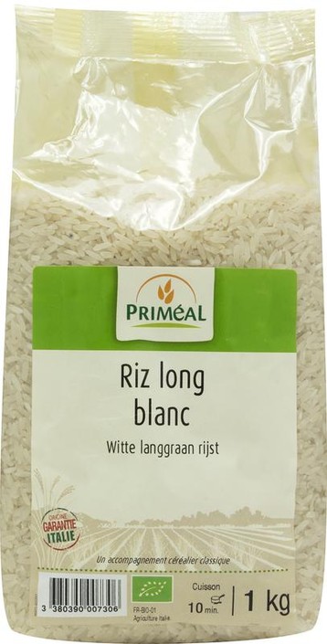 Primeal Witte langgraan rijst bio (1 Kilogram)