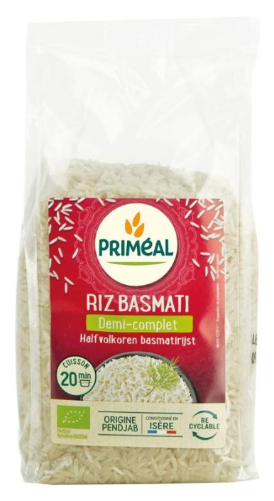 Primeal Halfvolkoren basmati rijst bio (500 Gram)