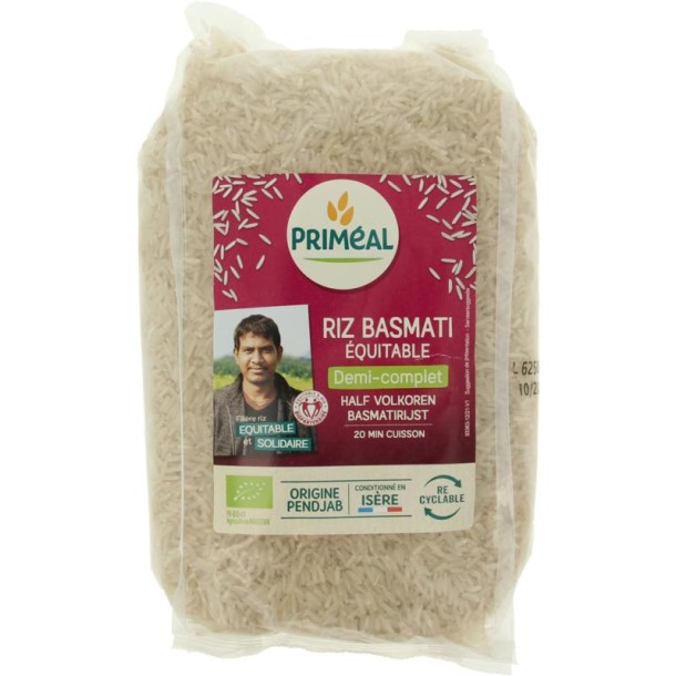 Primeal Halfvolkoren basmati rijst bio (1 Kilogram)