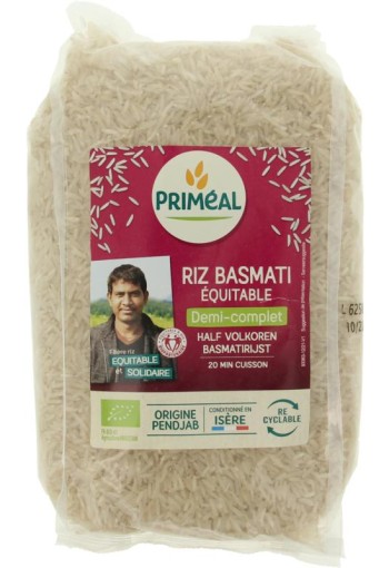 Primeal Halfvolkoren basmati rijst bio (1 Kilogram)