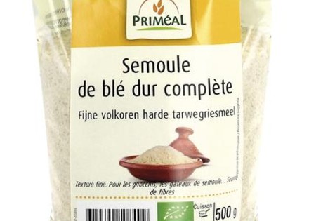 Primeal Fijn volkoren harde tarwegriesmeel bio (500 Gram)