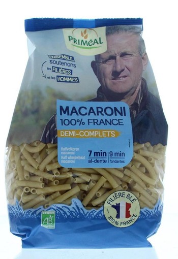 Primeal Halfvolkoren macaroni bio (500 Gram)