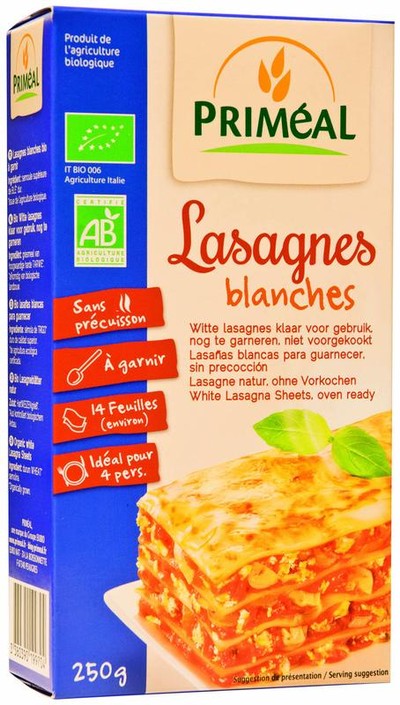 Primeal Witte lasagne bio (250 Gram)