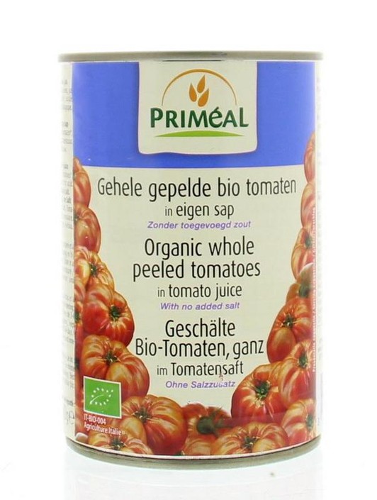 Primeal Gepelde tomaten zonder zout bio (400 Gram)