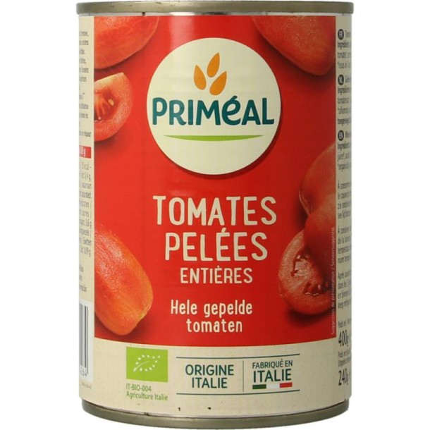 Primeal Gepelde tomaten zonder zout bio (400 Gram)
