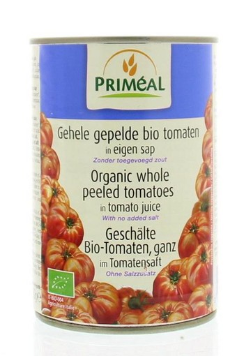 Primeal Gepelde tomaten zonder zout bio (400 Gram)