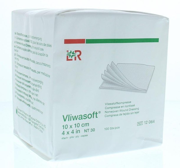 Vliwasoft Vlieskompres 10 x 10cm 4-laags (100 Stuks)
