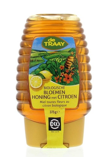 Traay Bloemenhoning met citroen knijpfles bio (375 Gram)