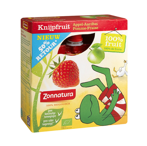 Zonnatura Knijpfruit appel/aardbei bio (4 Stuks)