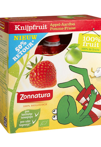 Zonnatura Knijpfruit appel/aardbei bio (4 Stuks)
