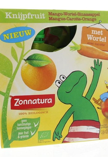 Zonnatura Knijpfruit groente mango/wortel/sinas bio (4 Stuks)