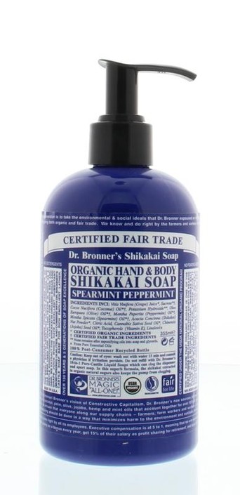 Dr Bronners Shikakai zeep pepermunt (355 Milliliter)