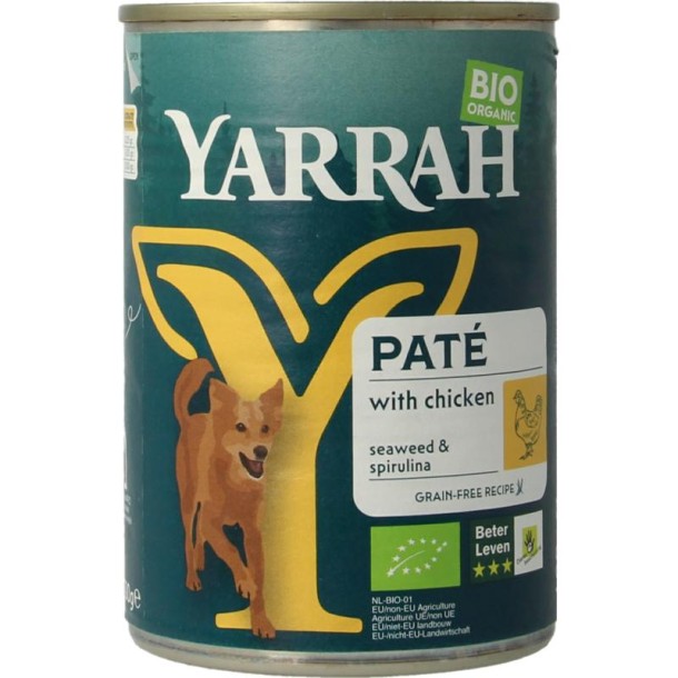 Yarrah Hond pate met kip bio (400 Gram)