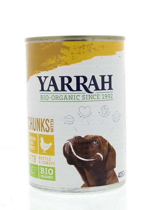 Yarrah Hond brokjes kip in saus bio (405 Gram)