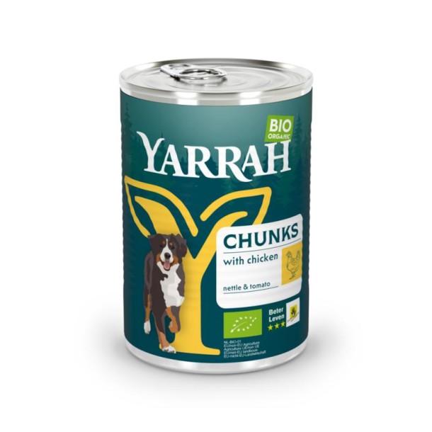 Yarrah Hond brokjes kip in saus bio (405 Gram)